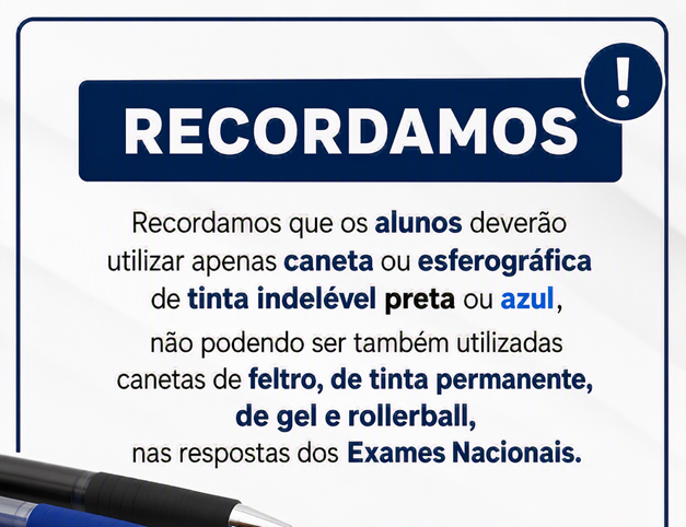 Exames material de escrita